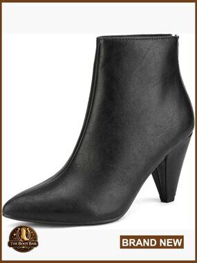 Pointed Toe Ankle Boots High Heel Zipper Dress Booties Fashion Boots